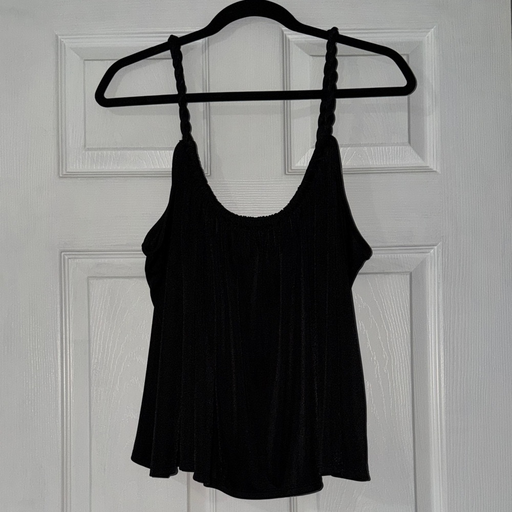 Express Shine Skimming Scoop Neck Twisted Strap Top